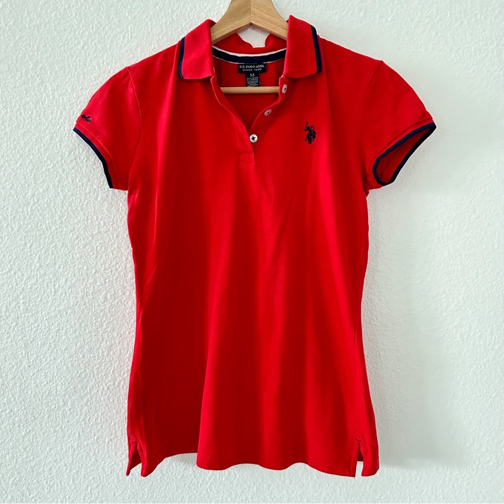 Polo U.S. POLO ASSN Shirt with Logo Women’s Sz  XS Y2K Red Girlhoodcore